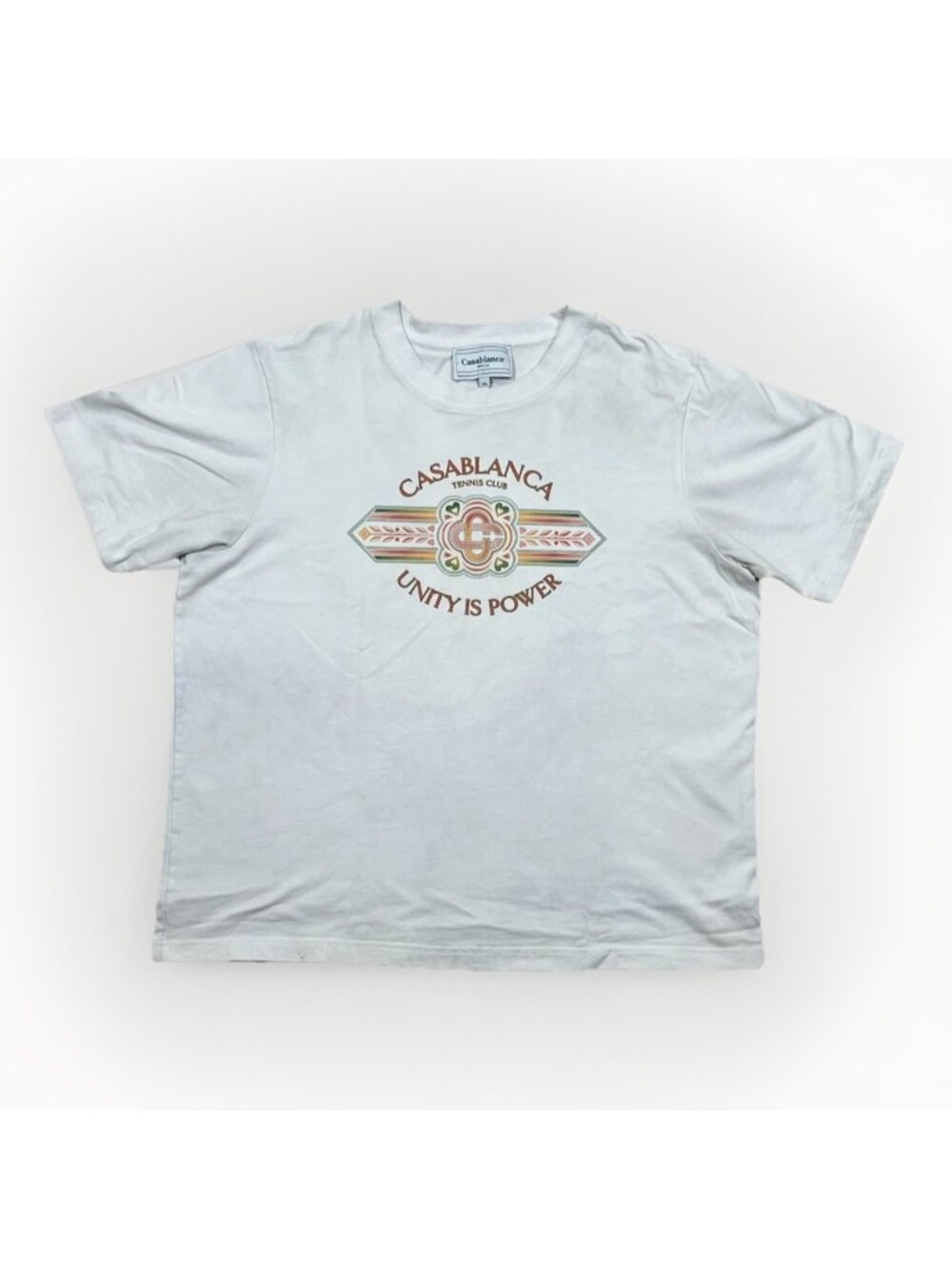 Casablanca Tennis Club Mens White Graphic Jersey T-Shirt ICON Unity is Power 2XL